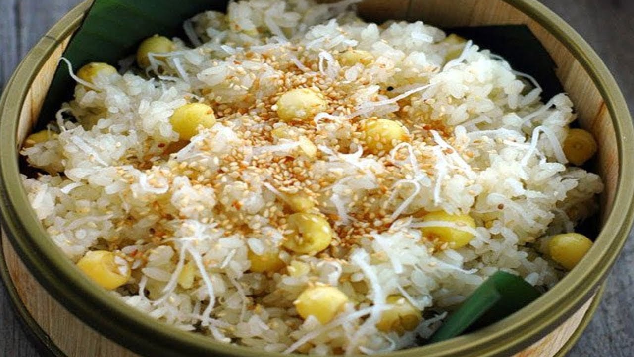 Cách nấu xôi hạt sen đậu xanh nước cốt dừa thơm ngon